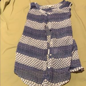 Sheer patterned button up